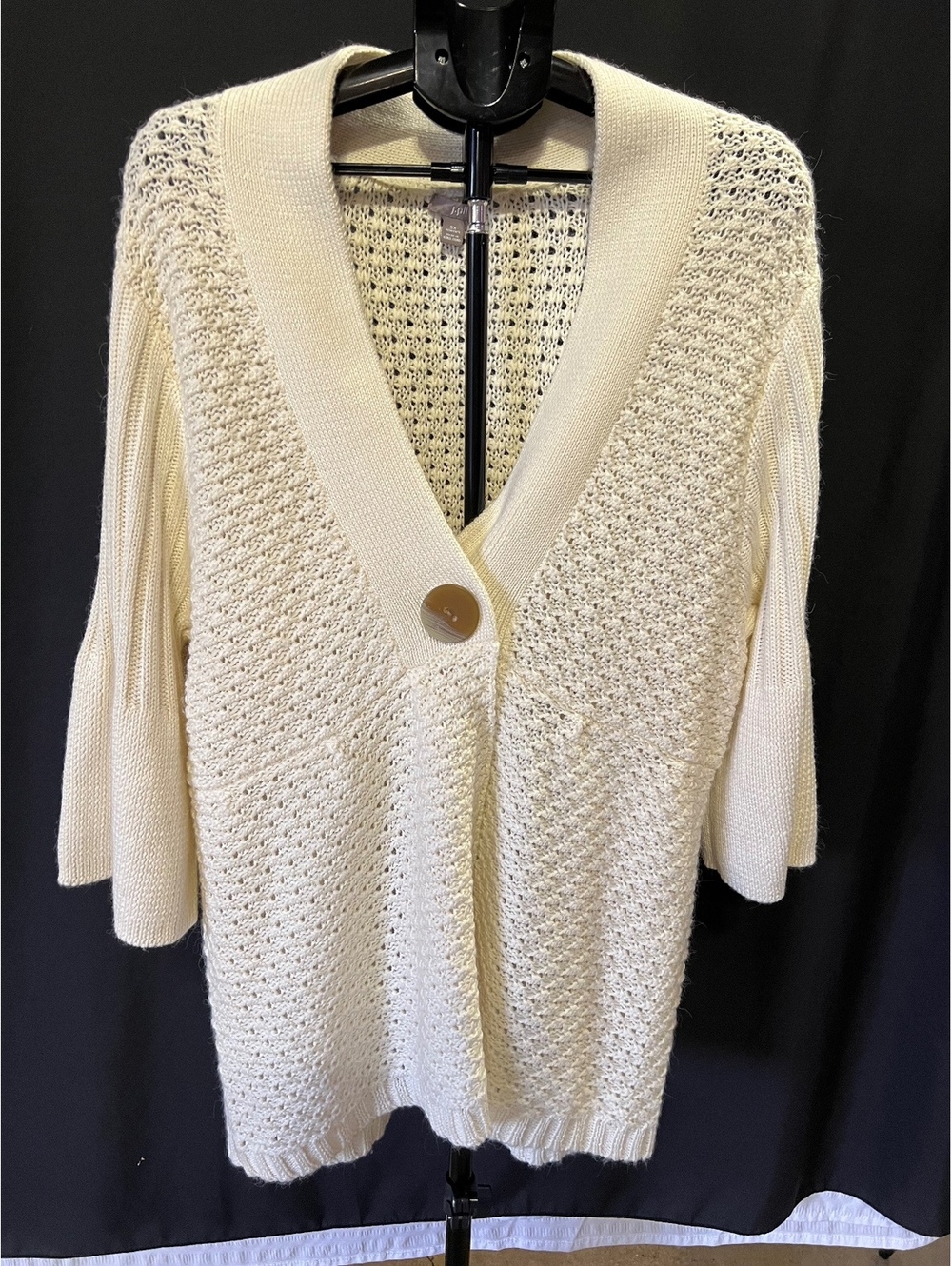 J.Jill 3X Plus Cream Ivory Textured Knit Cardigan Alpaca Wool Blend Oversized